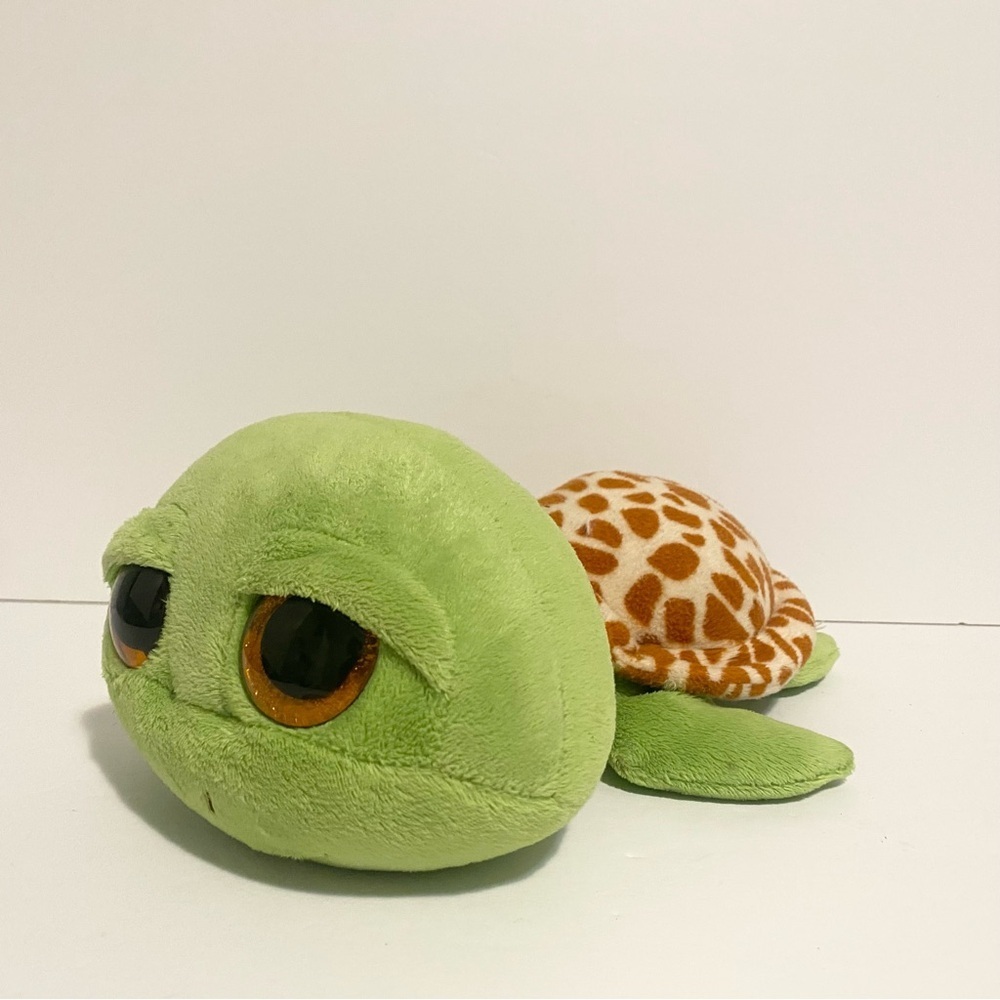 Ty Beanie Boos Zippy Green Turtle Plush 2015 10” Stuffed Animal Toy Big Head Eye